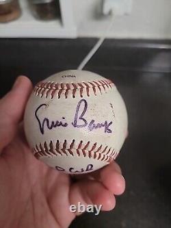 1 Ernie Banks Signed Baseball Chicago Cubs Hall Of Fame HoF Mr. Cub Inscription