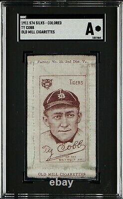 1911 S74 Silks Colored Ty Cobb Old MILL Cigarettes Vintage Hall Of Fame Sgc