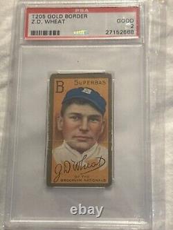 1911 T205 Zach Wheat Dodgers HALL-OF-FAME PSA 2