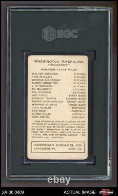 1922 E120 American Caramel Walter Jo Senators HALL-OF-FAME SGC 3 VG 2A 00 0409