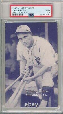 1926-29 Exhibits Postcard, Chuck Klein, Philadelphia Phillies, HOF, Rookie, PSA3.5