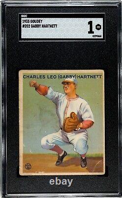 1933 Goudey #202, Gabby Hartnett Chicago Cubs Hall of Fame SGC 1
