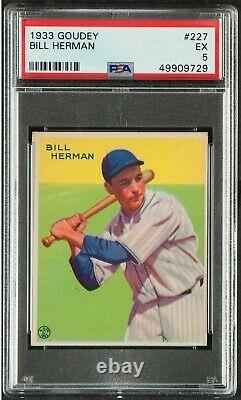 1933 Goudey #227 Billy Bill Herman Vintage Hall Of Fame Chicago Cubs Ex Psa 5