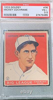 1933 Goudey #76 Mickey Cochrane PSA 3.5 VG+ DETROIT TIGERS HALL OF FAME cb