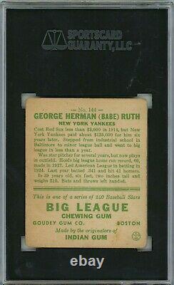 1933 Goudey Babe Ruth SGC 2 Good #144 Yankees HOF Bambino Hall Of Fame Iconic