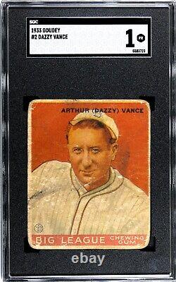 1933 Goudey Baseball Card # 2 Dazzy Vance St. Louis Cardinals -Hall of Fame