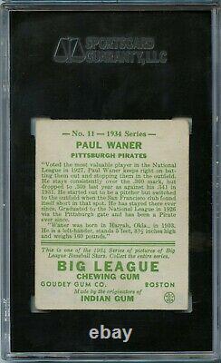 1934 Goudey #11 Paul Waner Hall Of Fame Pittsburgh Pirates Ex Sgc 5