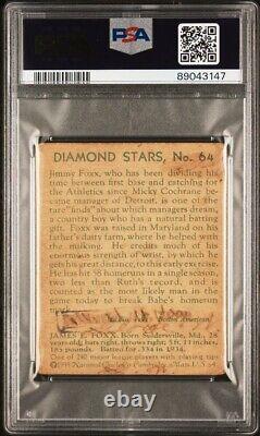 1935 Diamond Stars Jimmie Foxx Psa 2 Good Vintage #64 Phillies Hall Of Fame