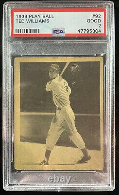 1939 Play Ball Ted Williams Rookie RC #92 PSA 2. Hall of Fame ROOKIE
