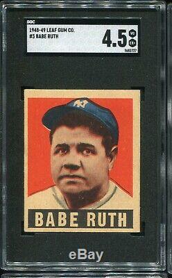 1948 Leaf Babe Ruth Baseball Card #3 Hall of Fame Yankees HOF VG-EX+ SGC 4.5