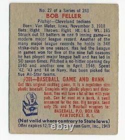 1949 Bowman Cleveland Indians Bob Feller #27 Vg Hall Of Fame