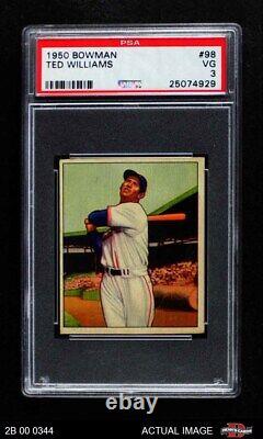 1950 Bowman #98 Ted Williams Red Sox HALL-OF-FAME PSA 3 VG 2B 00 0344