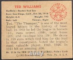 1950 Bowman Baseball Ted Williams #98 Boston Red Sox Hof Hall Of Fame Vintage