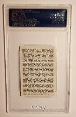 1950 Callahan Hall of Fame Mel Ott PSA 9 MINT New York Giants Rare Only 1 Higher