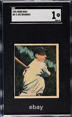 1951 Berk Ross #2-5 Joe Dimaggio Vintage New York Yankees Hall Of Fame! Sgc 1
