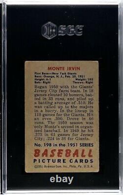 1951 Bowman Monte Irvin #198 (Hall of Fame) SGC 3 Rookie RC