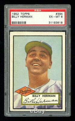 1952 Topps #394 Billy Herman Psa 6 Hall Of Fame High Number Brooklyn Dodgers