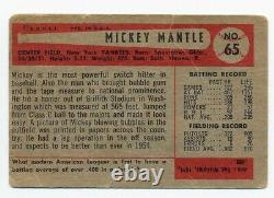 1954 Bowman New York Yankees Mickey Mantle #65 Good Hall Of Fame