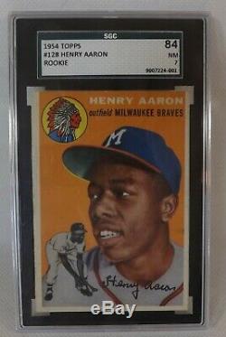 1954 Topps #128 Hank Aaron Rookie Vintage Hall Of Fame Rc Nm Sgc 7