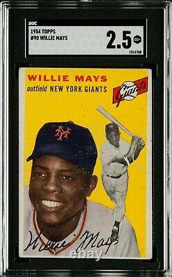 1954 Topps #90 Willie Mays Vintage Hall Of Fame New York Giants Box Ship Sgc 2.5