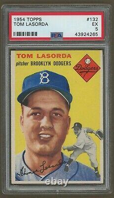 1954 Topps Baseball #132 TOMMY LASORDA ROOKIE PSA 5 EX HALL OF FAME LEGEND