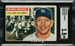 1956 Topps #135 Mickey Manlte Hall Of Fame New York Yankees White Back Sgc 1.5