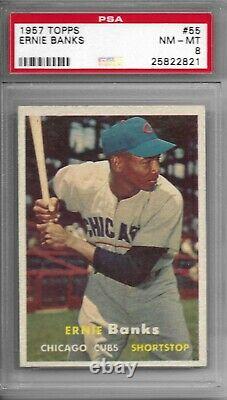 1957 Topps #55 Ernie Banks PSA 8 Chicago Cubs Hall of Fame 14X All Star