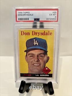 1958 Topps #25 GRADED Ex-MT DON DRYSDALE Dodgers Hall of Fame