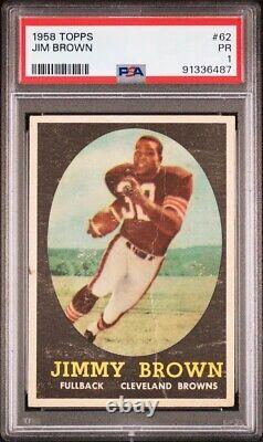 1958 Topps #62 Jim Brown Rookie HOF CENTERED NICE PSA 1