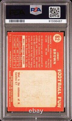 1958 Topps #62 Jim Brown Rookie HOF CENTERED NICE PSA 1