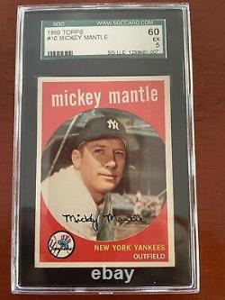 1959 Topps #10 Mickey Mantle Hall Of Fame New York Yankees Ex Sgc 5