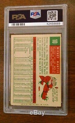 1959 Topps #10 Mickey Mantle Psa 5 New York Yankees Hall Of Fame