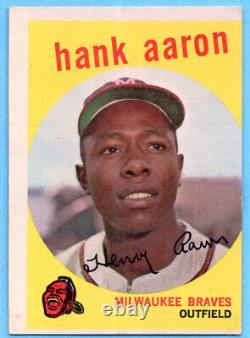 1959 Topps #380 Hank Aaron VG-VGEX MISCUT Milwaukee Braves Hall of Fame A5027