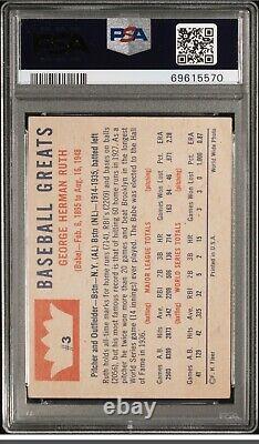 1960 Fleer #3 BABE RUTH Yankees HALL-OF-FAME PSA 5-EX FRESHLY GRADED NICE CARD
