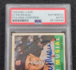 1960 STAN MUSIAL Signed Topps Card-HALL OF FAME-ST. LOUIS CARDINALS-PSA