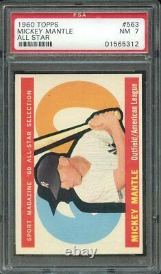 1960 Topps #563 Mickey Mantle All-star Hall Of Fame New York Yankees Psa 7