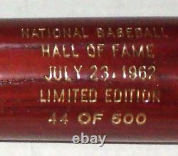 1962 Baseball Hall of Fame Induction Class Commemorative Bat A121