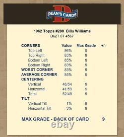 1962 Topps #288 Billy Williams Cubs HALL-OF-FAME ASR 6 EX/MT B62T 07 4567