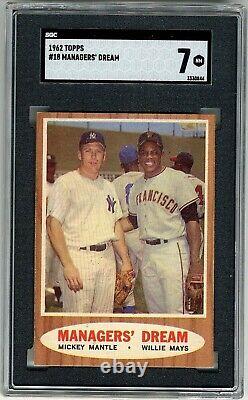 1962 Topps Managers' Dream Mickey Mantle Willie Mays #18 Sgc 7 Nm Hall Of Fame