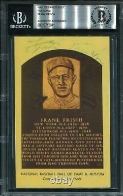 1964 Hall of Fame Plaque Frank Frisch BGS AUTO Autographed Faint Sig 69890