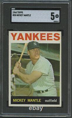 1964 Topps #50 Mickey Mantle New York Yankees Hall-of-Fame SGC 5 EX Centered