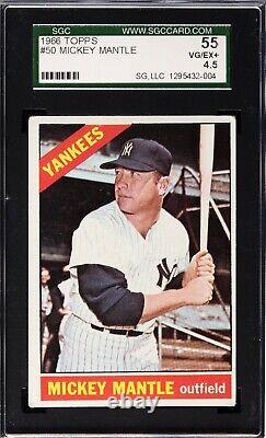 1966 Topps #50 Mickey Mantle Vintage Yankees Hall Of Fame Baseball Card Sgc 4.5