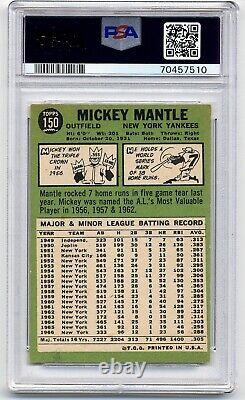 1967 Topps New York Yankees Mickey Mantle #150 Psa 4 Vg-ex Hall Of Fame