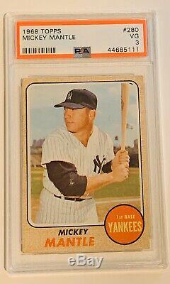 1968 Topps Mickey Mantle #280 PSA 3 VG Nice Card NY Yankee Hall of Fame
