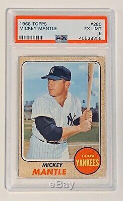 1968 Topps Mickey Mantle #280 PSA 6 EX-MT Nice Sharp Card NY Yankee Hall of Fame