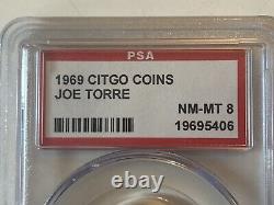 1969 Citgo Joe Torre MLB Baseball Hall Of Fame 1969 Citgo Coins PSA 8 NM-MT 8