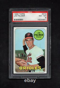 1969 Topps #573 Jim Palmer Baltimore Orioles Hall of Fame PSA 8 NM/MT