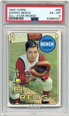 1969 Topps Cincinnati Reds Johnny Bench #95 Psa 6 Ex-mt Rc As Card Hall Of Fame