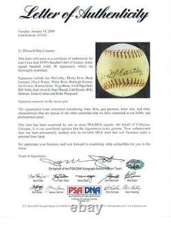 1970s Hall of Fame Signed Baseball. 18 Sigs. Marquard, Cronin, Hoyt, Grimes. PSA