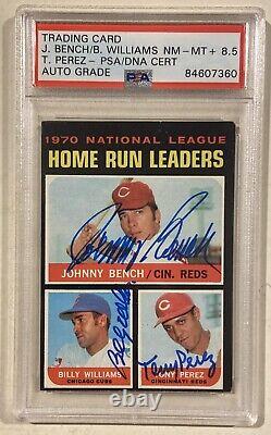 1971 Topps Johnny Bench Perez HOF Signed Baseball Card PSA/DNA Certified Auto